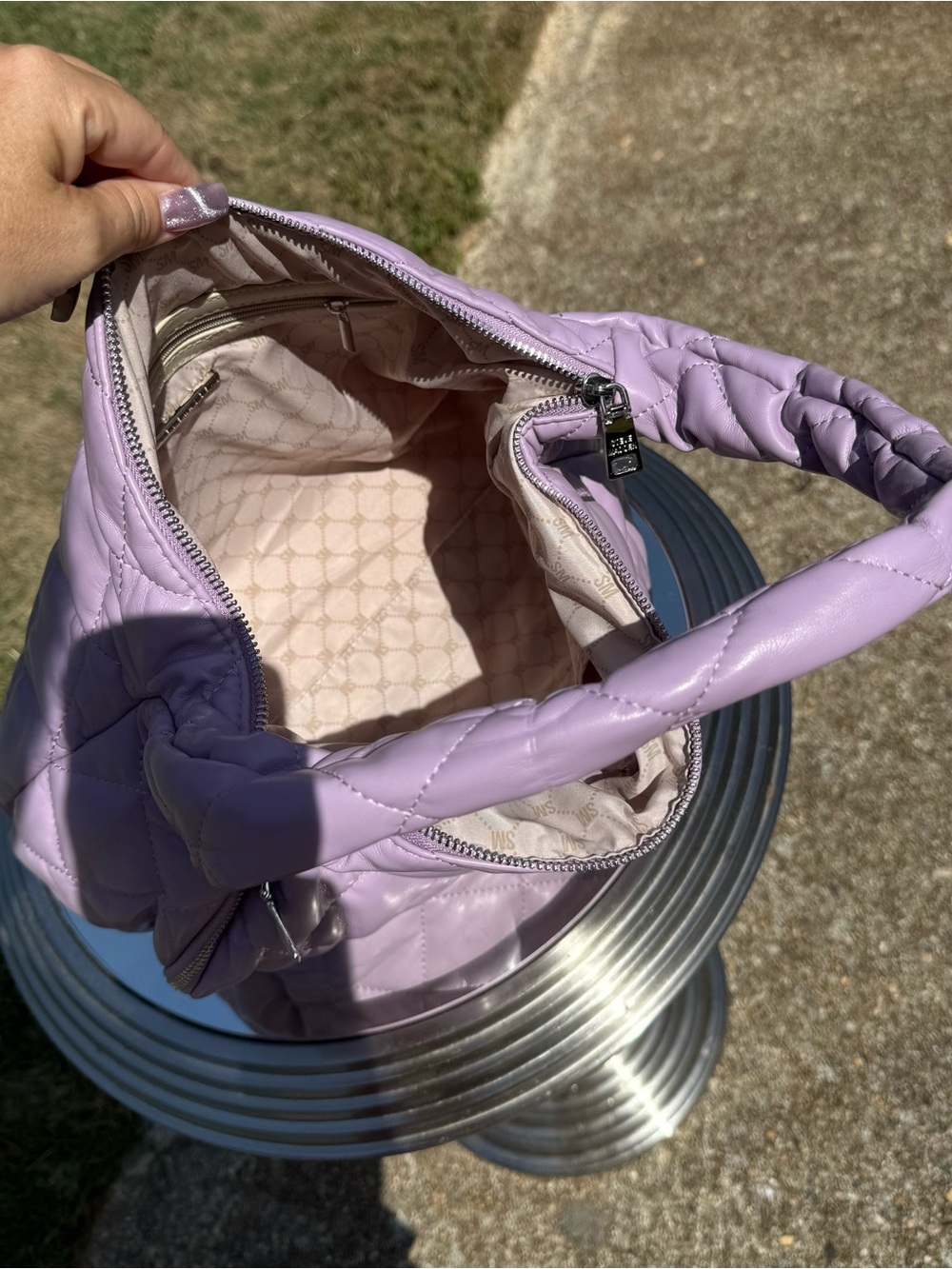 Steve Madden Quilted Lavender Shoulder Bag - Picture 6 of 10